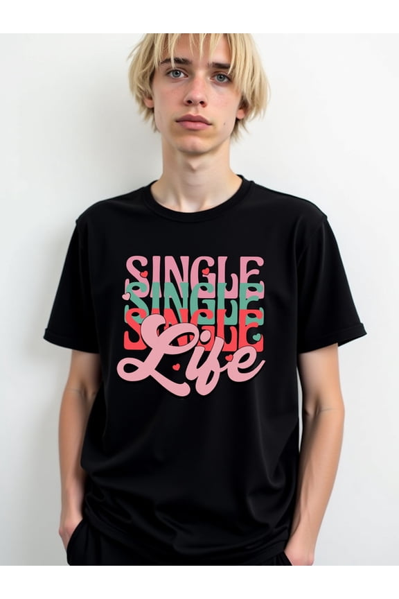 Single Life Slogan Tee Mens round neck T-shirt black summer top Perfect for exercise Weekend casual wear Original Unisex Shirt Crewneck tshirts