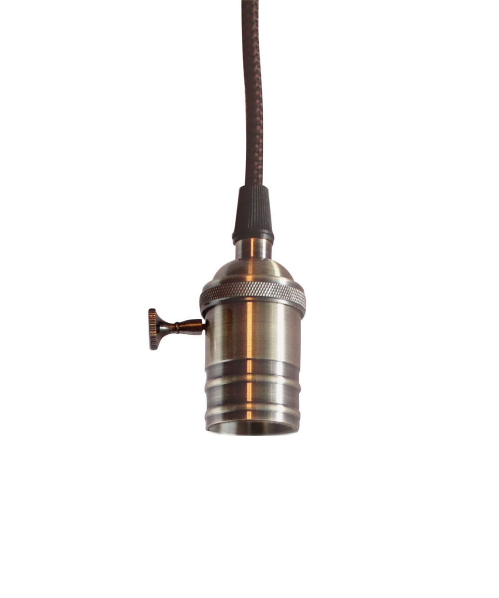 Antique Brass Single Light Farmhouse Pendant with Retro Switch