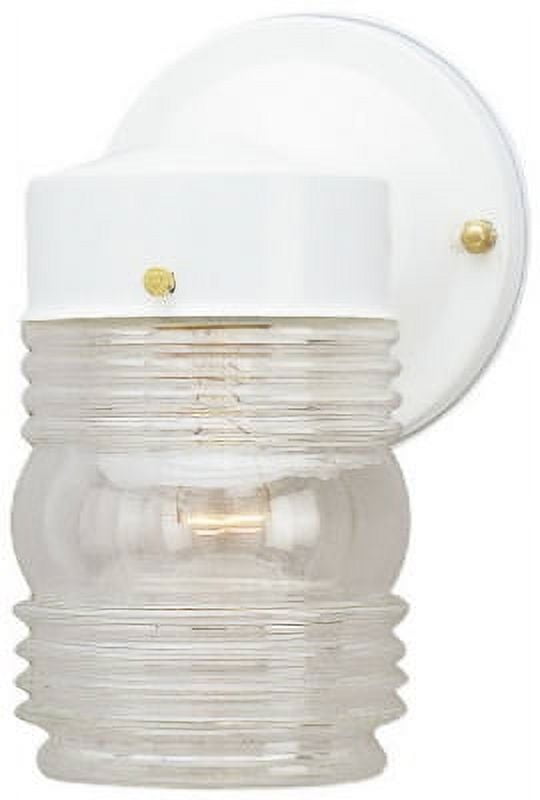 Single Light Jelly Jar Fixture White Finish Clear Glass, Each
