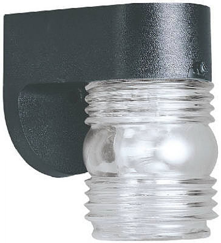 Classic Black Gloss 6" Jelly Jar Sconce with Clear Glass