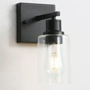 Single Lights Bathroom Light Fixtures, Matte Black Vanity Light with Glass Shade, Modern Wall Sconces Lighting for Bathroom,Mirror,Farmhouse,Hallway