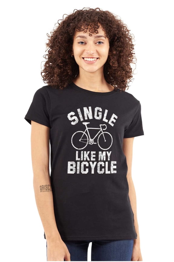Single Like My Bicycle Gear Hipster Womens Fitted Plus Size Graphic Tee Brisco Brands 2X
