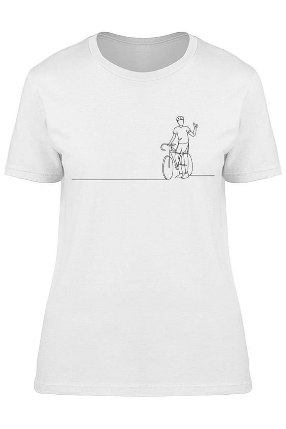 Single Line Bicycle Racer T-Shirt Women -Image by Shutterstock, Female Medium