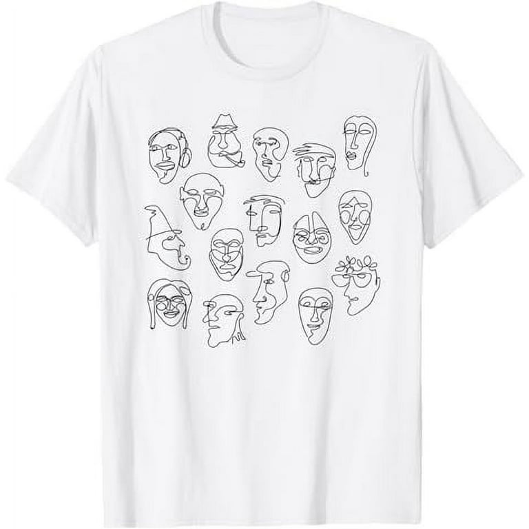 Single Line Face Design Character T-Shirt Single Line Face Design Character T-Shirt