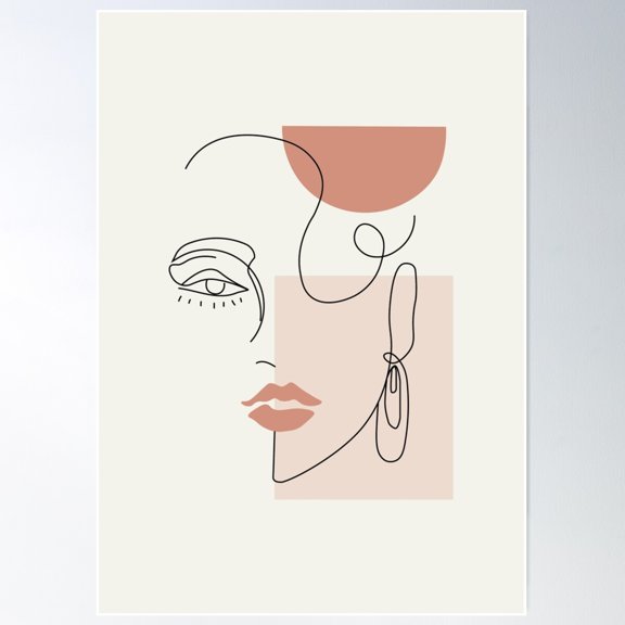 Single Line Face Poster Wall Art, Modern Wall Decor For Living Room Bedroom, 8x12 UNFRAMED