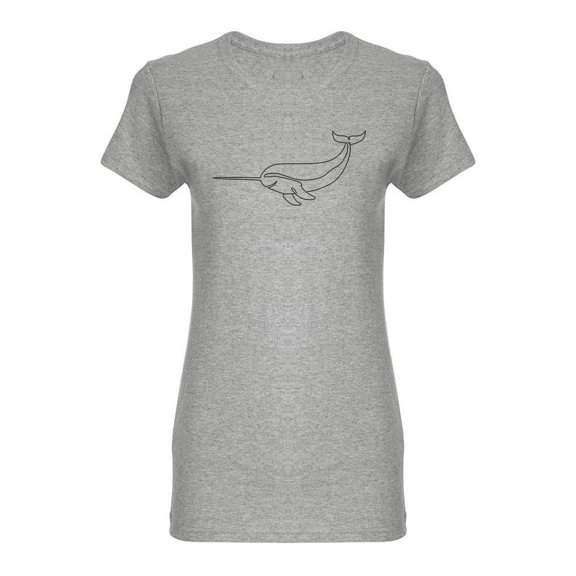 Single Line Narwhal    Shaped T-Shirt Women -Image by Shutterstock, Female Medium