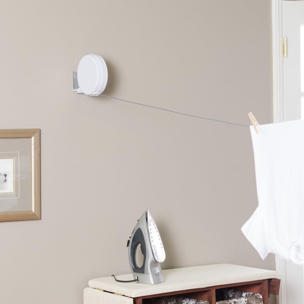 Single Line Retractable Clothesline for Hanging Laundry, 40 Feet, White ...