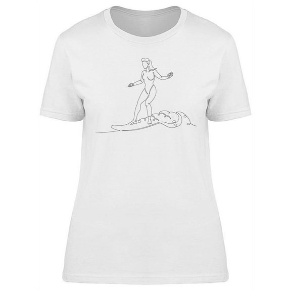 Single Line Surfing Girl T-Shirt Women -Image by Shutterstock, Female x-Large