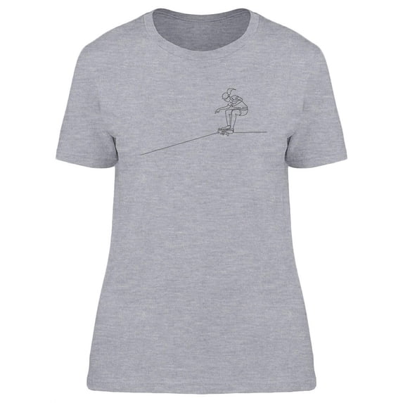 Single Line Young Skateboarder T-Shirt Women -Image by Shutterstock, Female Medium