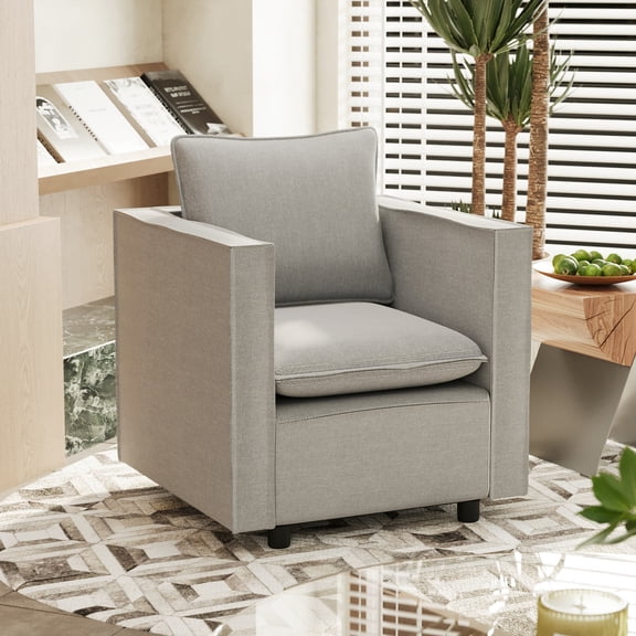 Single Linen Chair - Moderate Depth - TV and Reading - Adequate Comfort