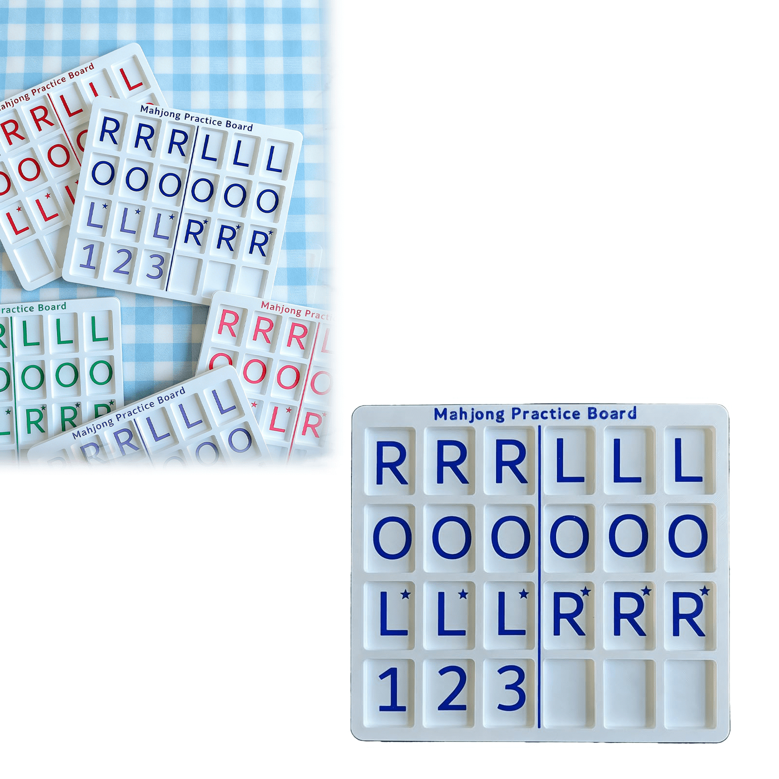 Single Mahjong Practice Board Compatible with Charleston - Portable Practice Board with 24 Slots - for Mahjong Lovers (Blue)