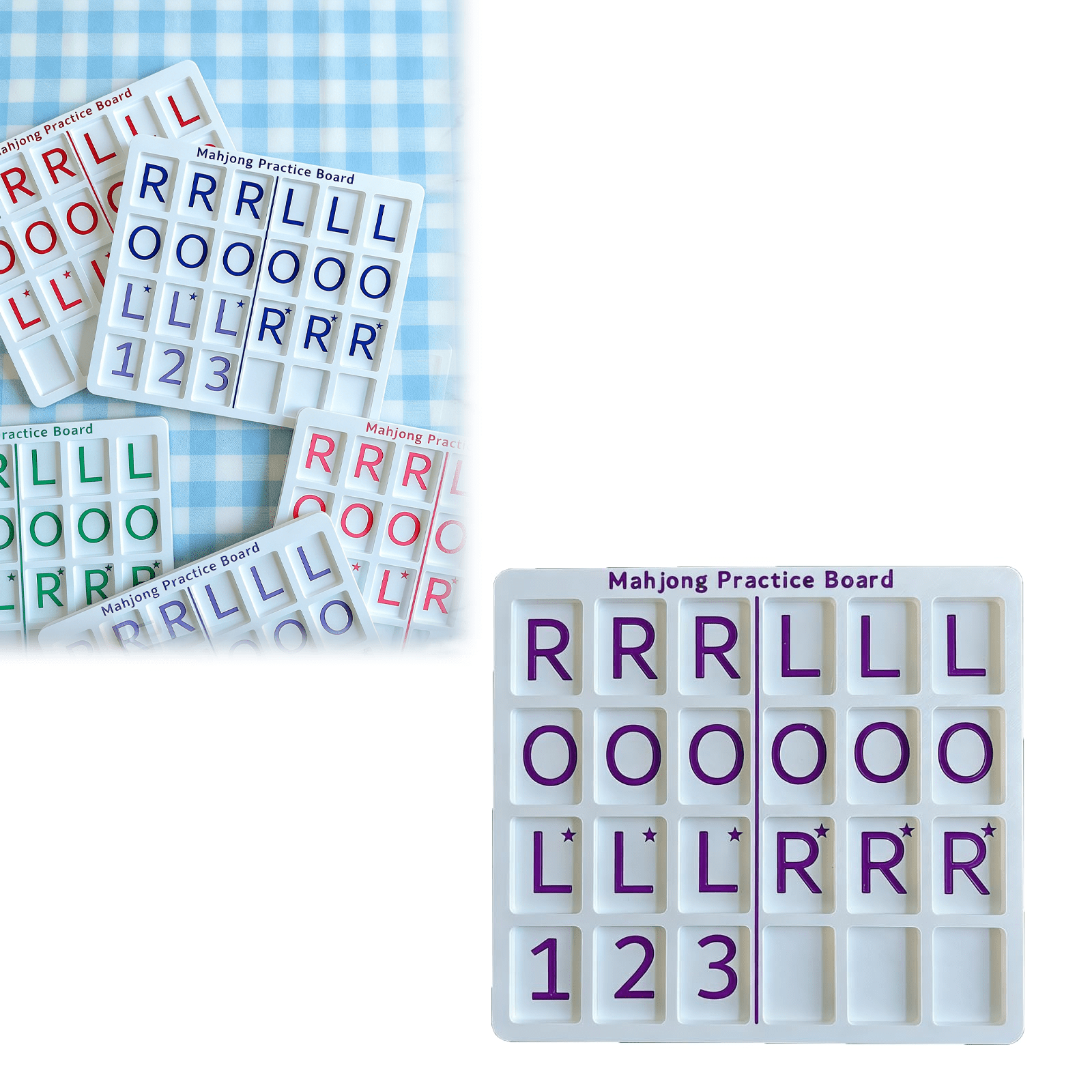 Single Mahjong Practice Board Compatible with Charleston - Portable Practice Board with 24 Slots - for Mahjong Lovers (Purple)
