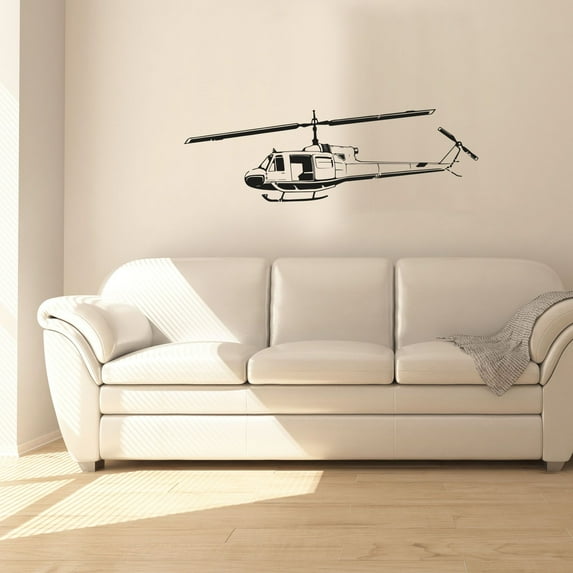 Single Main Rotor Helicopter Silhouette Helicopter Chopper Different Types Vinyl Wall Art Sticker Decal Home Kids Room Study Room Boys Girls Room Wall Décoration Design Décor Size (16x40 inch)