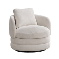 Single Modern Round Swivel Barrel Accent Chair, Single Club Sofa Chair with Pillow, 30” Beige