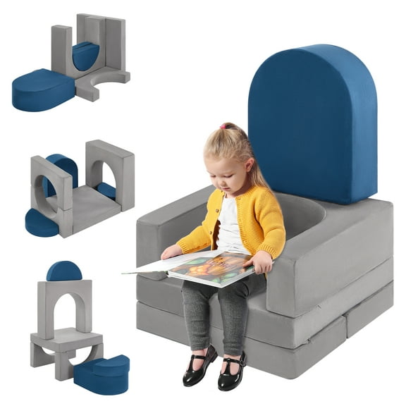 Single Modular Kids Play Couch,Kids Toddler Couch,Child Sectional Sofa for Toddler and Baby Playroom,Child Foam Fort Building Set with Zipper