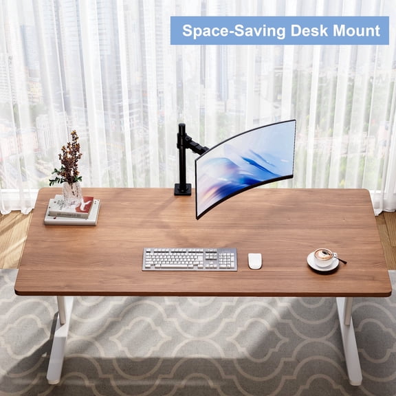 Single Monitor Arm Desk Mount, Adjustable Height Full Motion Monitor Stand, 360 Rotation, Heavy Duty Aluminum Alloy, Anti-Slip Clamp Fits 0.8-3.1" Desk, VESA Mount, Fits 17-32 Inch Screen, Black