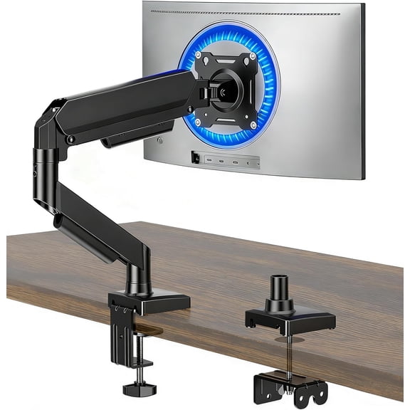 Single Monitor Arm, Mount for 17-32 inch Screens Gas Spring Adjustable Stand, Vesa with Clamp and Grommet Aluminum Base - Fits 4.4 to 22lbs LCD Computer Monitors AX09DB01