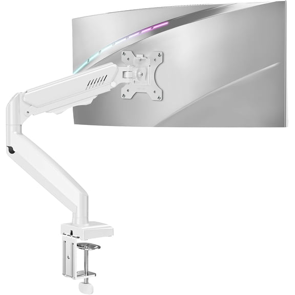 Single Monitor Desk Mount, 19-34 inch Adjustable Full Motion Monitor Arm, Computer Monitor Stand Holder with Clamp and Grommet Base, Fit 4.4 to 19.8lbs Screens, VESA Mount Bracket, White