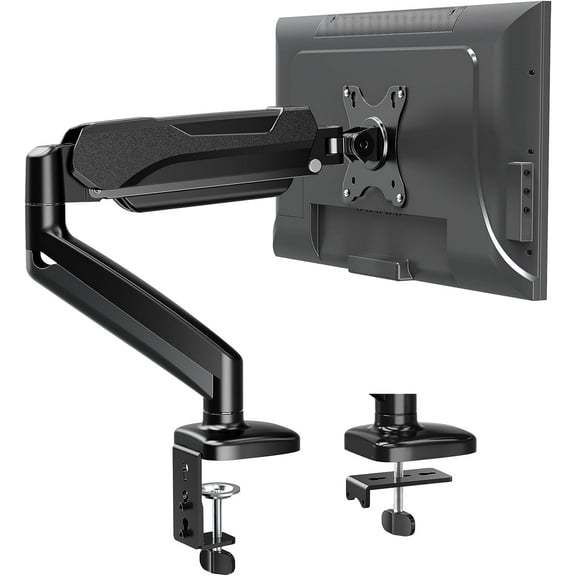 Single Monitor Desk Mount Holds Screen up to 32 inch, Height Adjustable Monitor Arm, Computer Monitors Stand with Clamp/Grommet Mounting Base, VESA Mounts Fit 4.4-17.6lbs Computer, Black