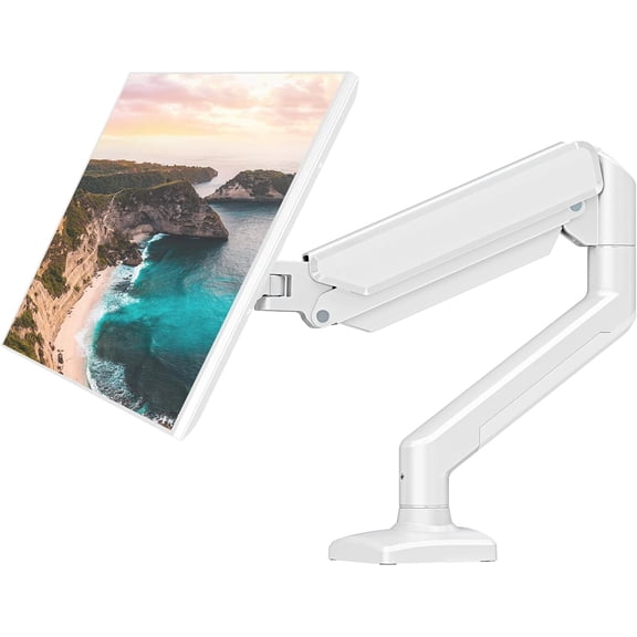 Single Monitor Mount Arm Fits up to 32 Inch, Desk Mount Holds 4.4-19.8lbs Computer Screen, Full Motion Gas Spring,VESA, White