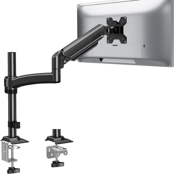 Single Monitor Mount Arm, VESA Desk Stand for 13-32 inch Computer Screen up to 22 lbs, Adjustable Height Tall Arm with Tilt Swivel Rotation, 75 100mm, Black, Freelift