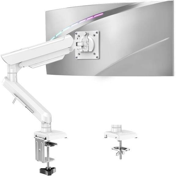 Single Mount for 32 27 24 22 inch Screen, Arm 4.4-22 lbs, Desk Mount, Gaming & Office Use, VESA 75x75mm & 100x100mm, Freelift White