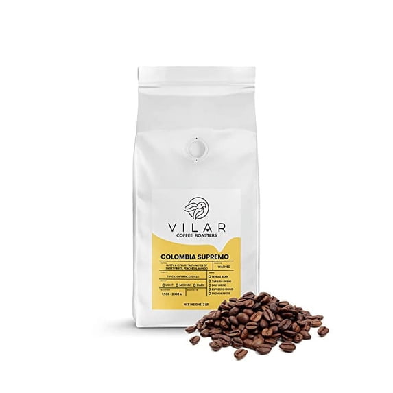 Single Origin Fresh Roasted Coffee Beans Colombia Supremo - Arabica (Light Roast) (Whole Bean , 2lb)