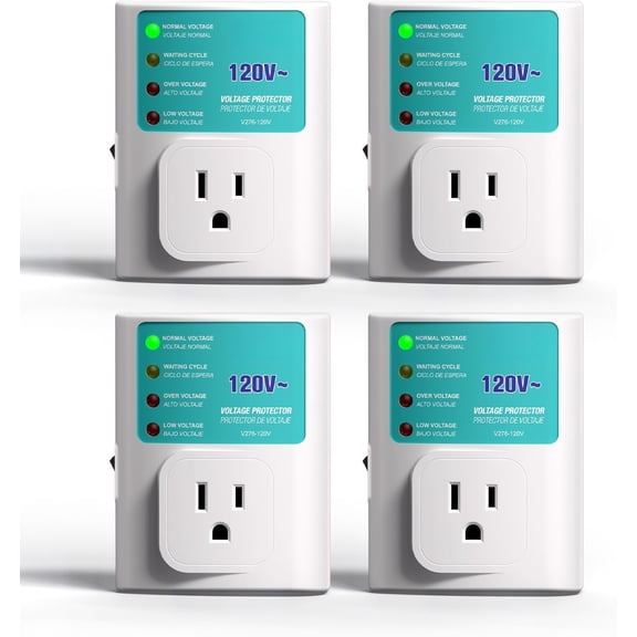 Single Outlet Surge Protector for Refrigerator, Power Surge Protector with Ground Protected Light Indicators, Adjustable Protector for Washing Machine, TV and Freezer, 15A, 120V,4 Pack