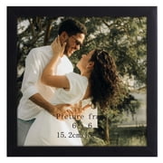 Single Pack 6x6 Picture Frame, Thin Square 6 by 6 Photo Frame for Gallery Wall or Tabletop Display, Black, Gift for Father' s Day or Wedding