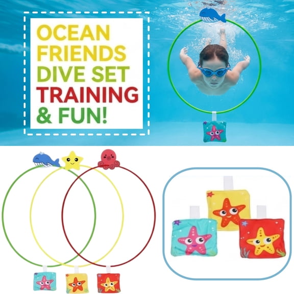 Single Pack Kids Underwater Diving Ring, Colorful Ocean Animal Pool Training Toy with Floating Design, Breath Control & Swim Practice Equipment for Children, Random Pattern