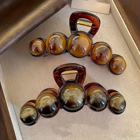 Single Pack Vintage Style Artificial Pearl Hair Clip | Large Acrylic Shark Clip, Retro Chic Hair Accessory, Perfect for Ponytails and High Buns, Imitation Pearl Design, Faux Pearl Hairpin, Daily Wear