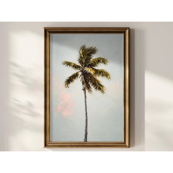 Single Palm Tree Matte Vertical Wall Art Tropical Beach Tropical Home Decor, Unframed Poster