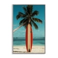 thumbnail image 1 of Stupell Industries Single Palm Tree & Surfboard Gray Framed Giclee Art, design by LSR Design Studio, 24 x 16, 1 of 8