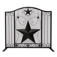thumbnail image 1 of Single Panel Fireplace Screen Decorative with Rustic Black Star Detail - Stand Alone Fireplace Cover Metal Mesh Screen - Home Decor Firescreen for Cabin, Lodge, and Western Country Style, 1 of 7