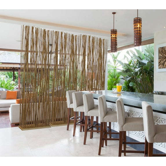 Single Panel Room Divider with Bamboo Branches Design