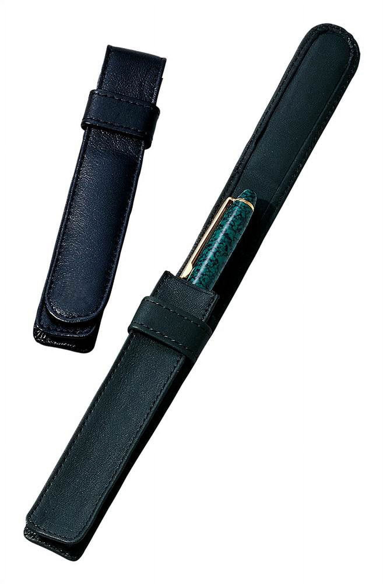 Single Pen Case in Nappa Leather with Tuck-In Flap (Key Lime Green)