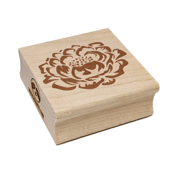 Single Peony Flower Square Rubber Stamp Stamping Scrapbooking Crafting - Large 2.75in