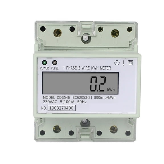 Single Phase 2 Wires Digital Wattmeter Electric Energy Meter Power Energy Consumption Monitor Din Rail 5(100)A Power Consumption Monitor ,Overload Protection