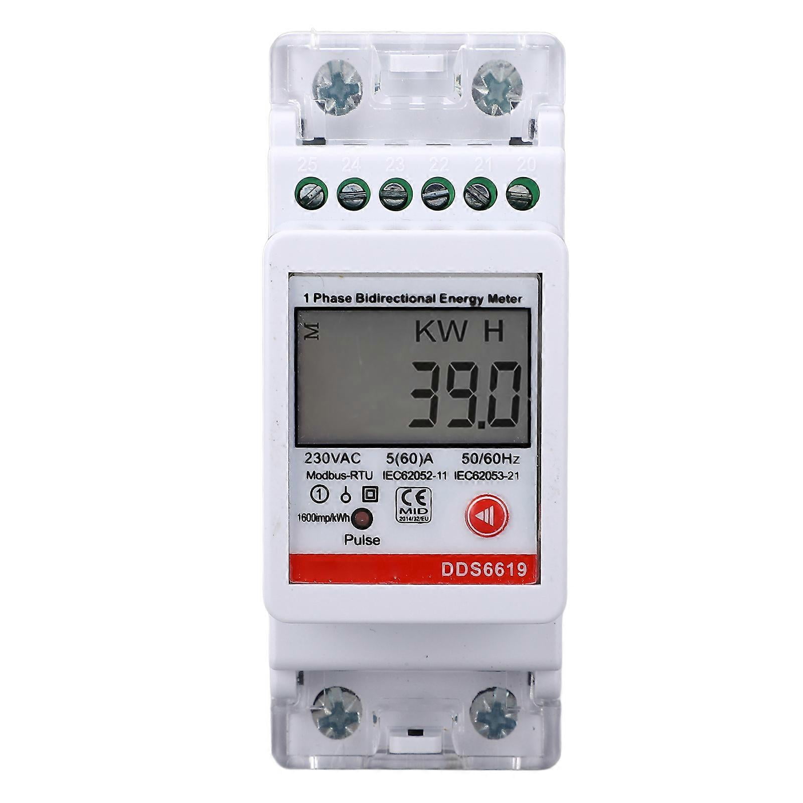 Single Phase Energy Meter, Bi-Directional Measurement, 2P DIN Rail ...