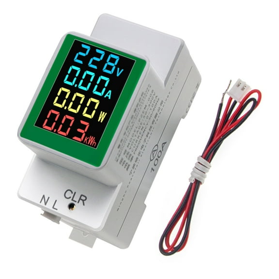 Single Phase Energy Meter Din Rail Electricity Usage Monitors AC50-300Volt 0-100A Voltmeter Ammeter Watt Kwh