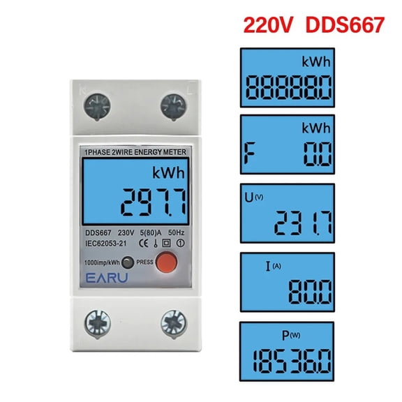 Single Phase LCD Digital Energy Meter Voltage Current Power Consumption Counter