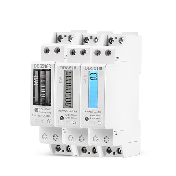 Single Phase Two Wire LCD Backlit Wattmeter Power Consumption Watt Energy Meter KWh AC 5-32A 50Hz Electric Din Rail Mount ,Easy to Install