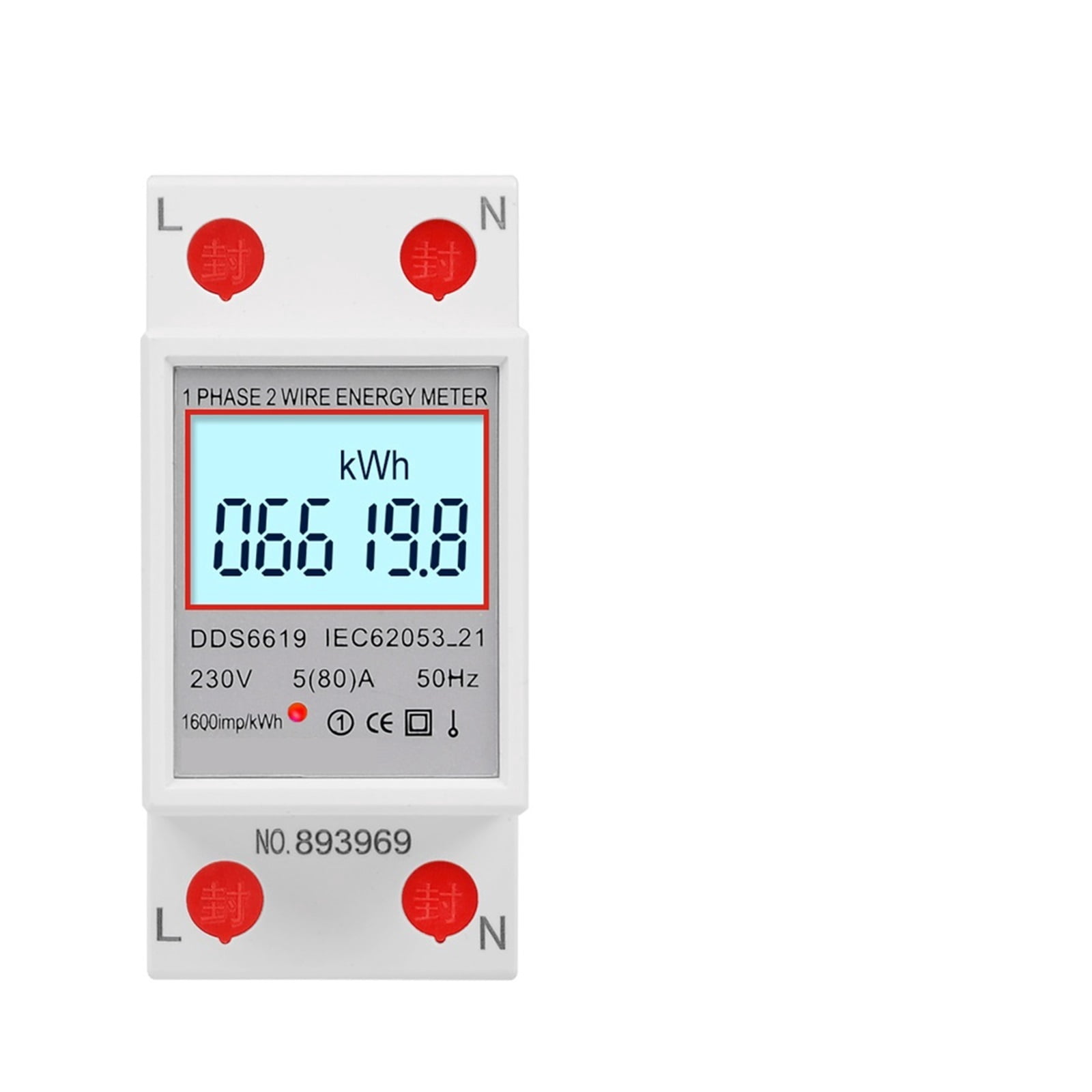 Single Phase Two Wire LCD Digital Display Wattmeter Power Consumption ...