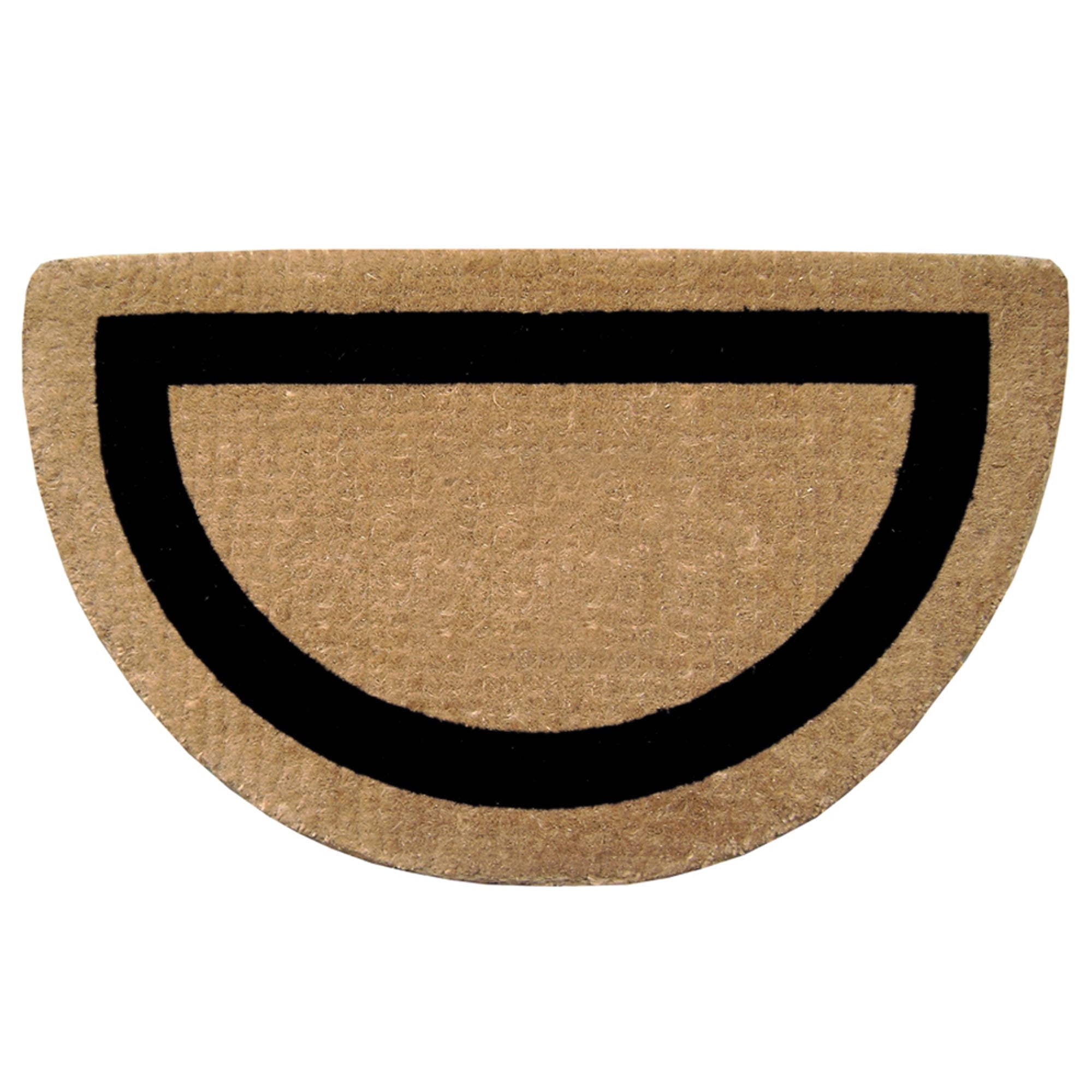 Half Round Black and Beige Coir Outdoor Doormat