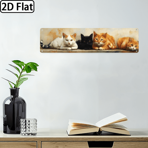 Single Piece, Classic Trio of Adorable Cats Sign, Feline Theme, Wall Hanging for IndoorOutdoor Use, Rustic Style Wall Decoration for Living Room, Bedroom, Office, Farmhouse Decor, Decorative