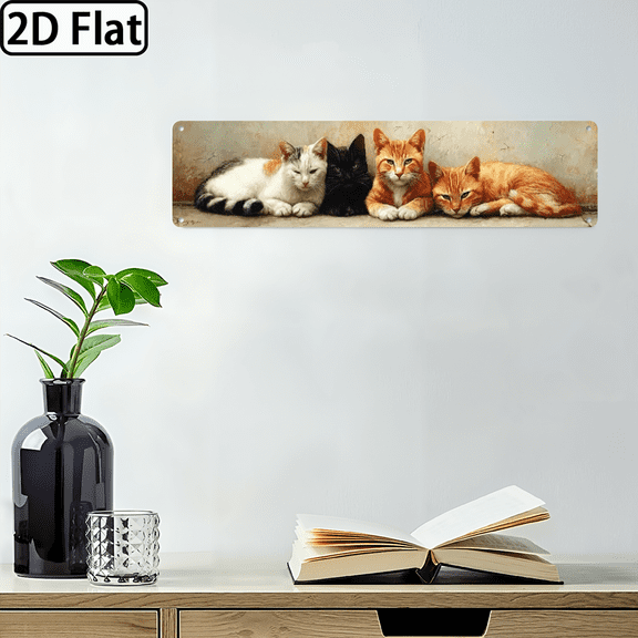 Single Piece, Classic Trio of Adorable Cats Sign, Feline Theme, Wall Hanging for IndoorOutdoor Use, Rustic Style Wall Decoration for Living Room, Bedroom, Office, Farmhouse Decor, Decorative