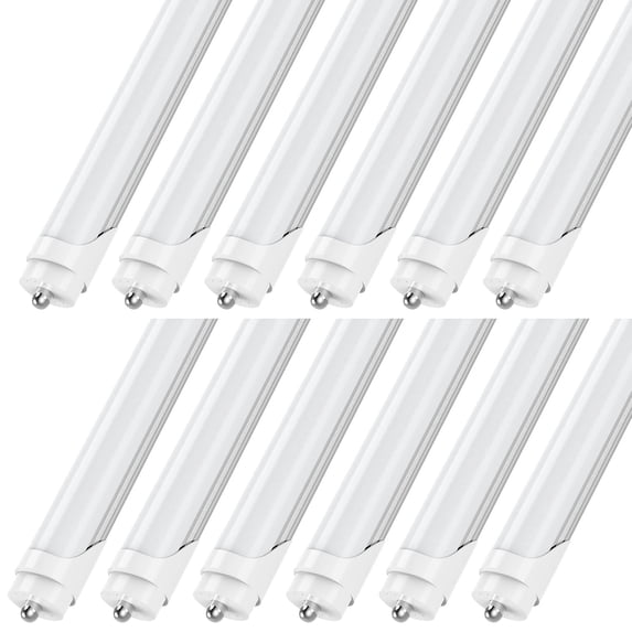 CNSUNWAY Single Pin Fa8 T8 LED Tube 8ft Dual Row Light Bulbs, 72W 6000K Cool, Ballast Bypass, Frosted Cover, ETL Listed, 4-Pack