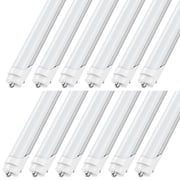 CNSUNWAY Single Pin Fa8 T8 LED Tube 8ft Dual Row Light Bulbs, 72W 6000K Cool, Ballast Bypass, Frosted Cover, ETL Listed, 4-Pack