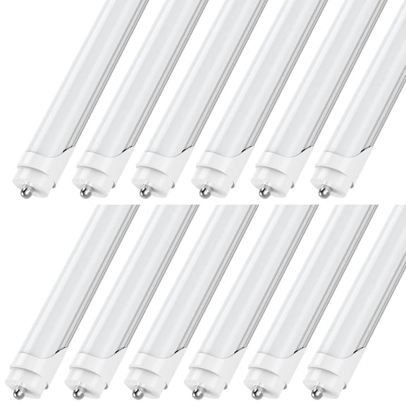 T8 8ft LED Tube Light Bulbs, Single Pin Fa8 Base, Dual Row 72W 6000K ...