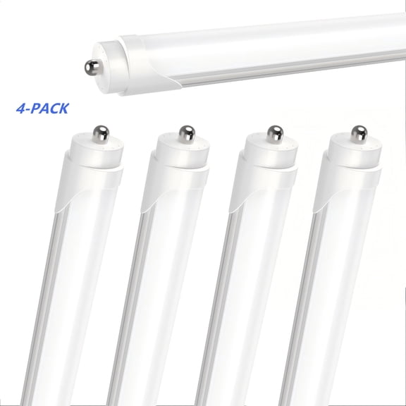 CNSUNWAY 8FT T8 LED Tube Light Bulbs, 72W 7920LM 6000K Single Pin Base, Frosted, 4-Pack